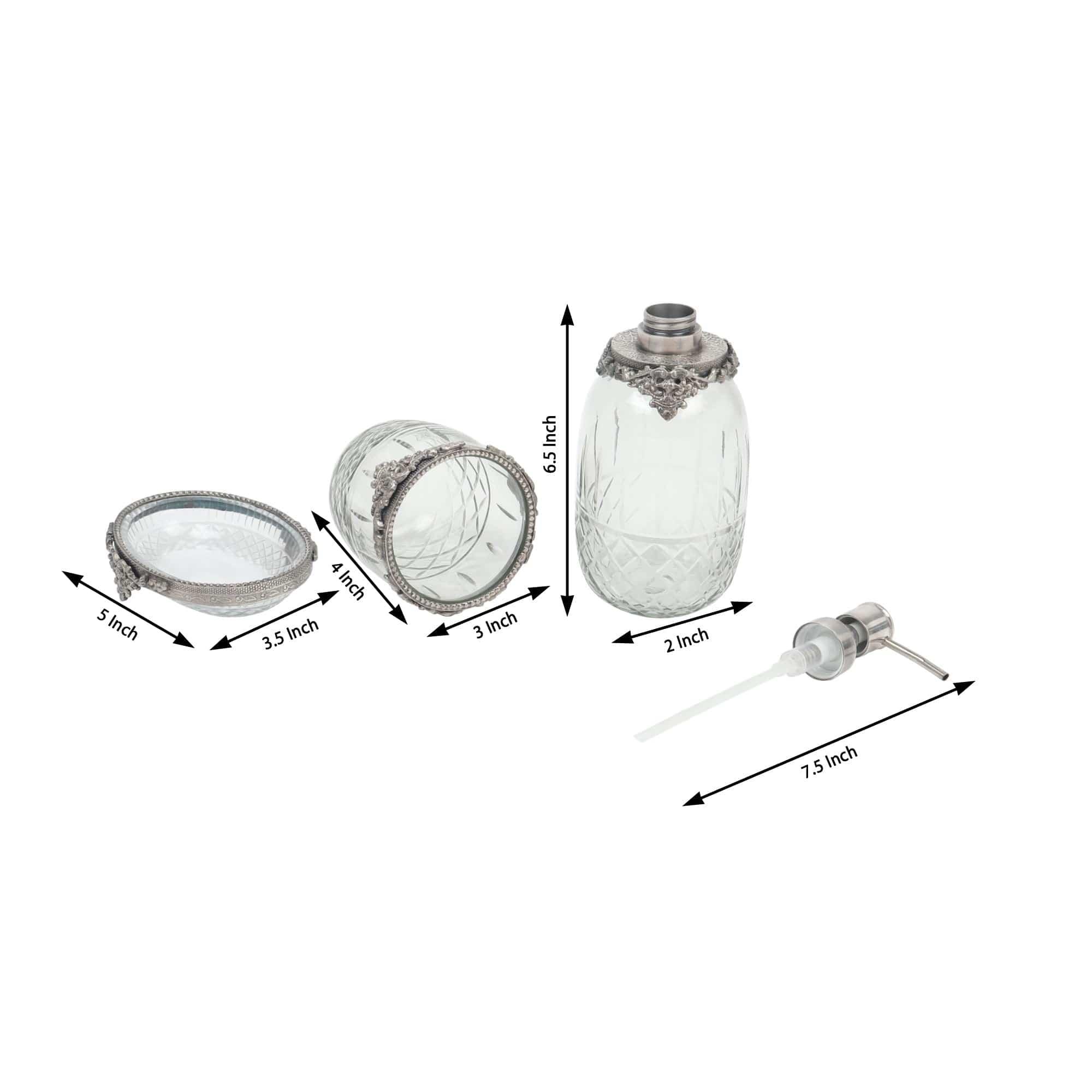 Regal Brass Accents Bathroom Set in Antique Silver Finish - Ouch Cart