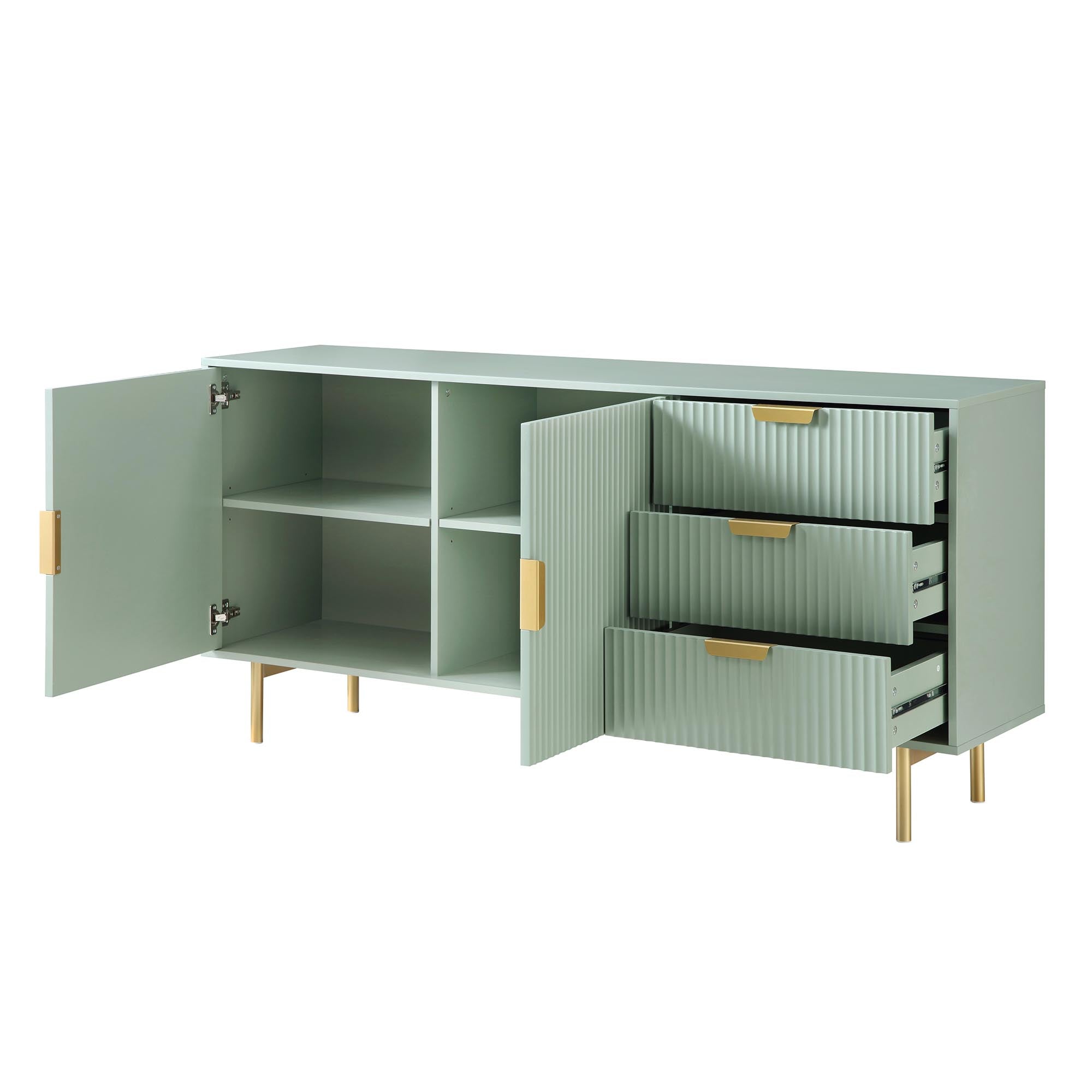 Modern Fluted Sideboard Cabinet with Drawers & Storage