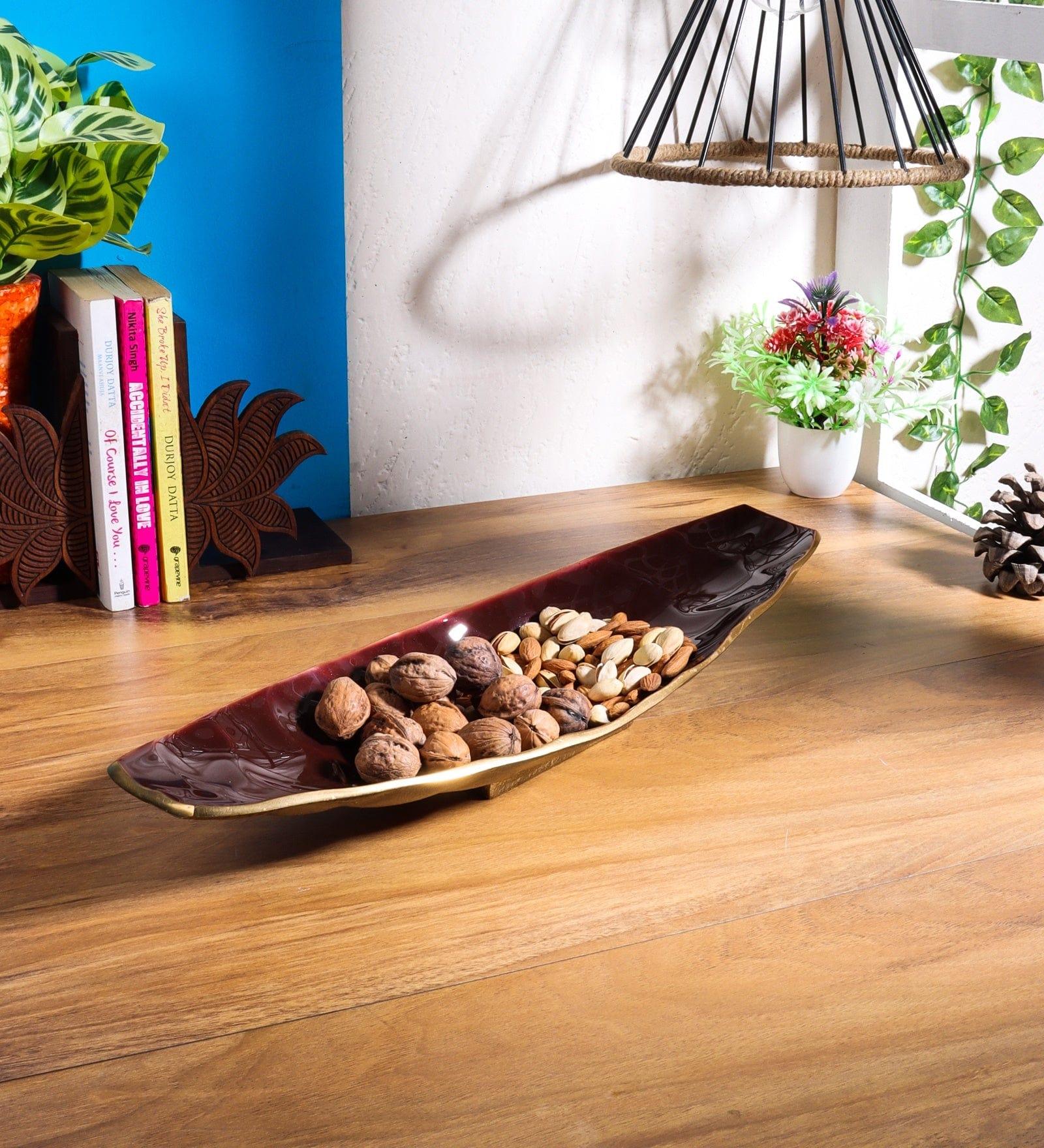 serving tray maroon gold - Ouch Cart