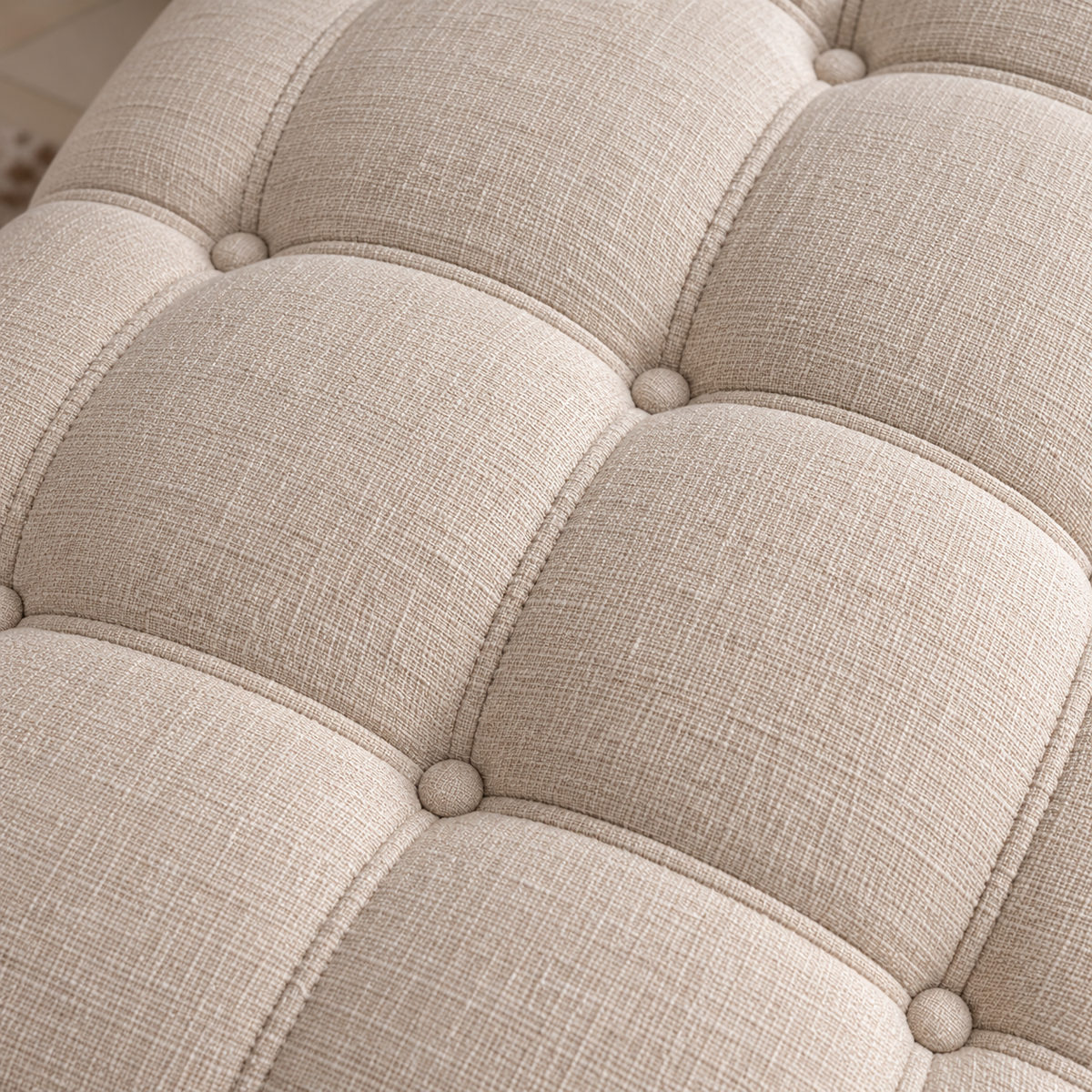 Luxury Tufted Chaise Lounge | Cream Upholstered Bedroom Relaxation Sofa with Button Detailing OUCH CART