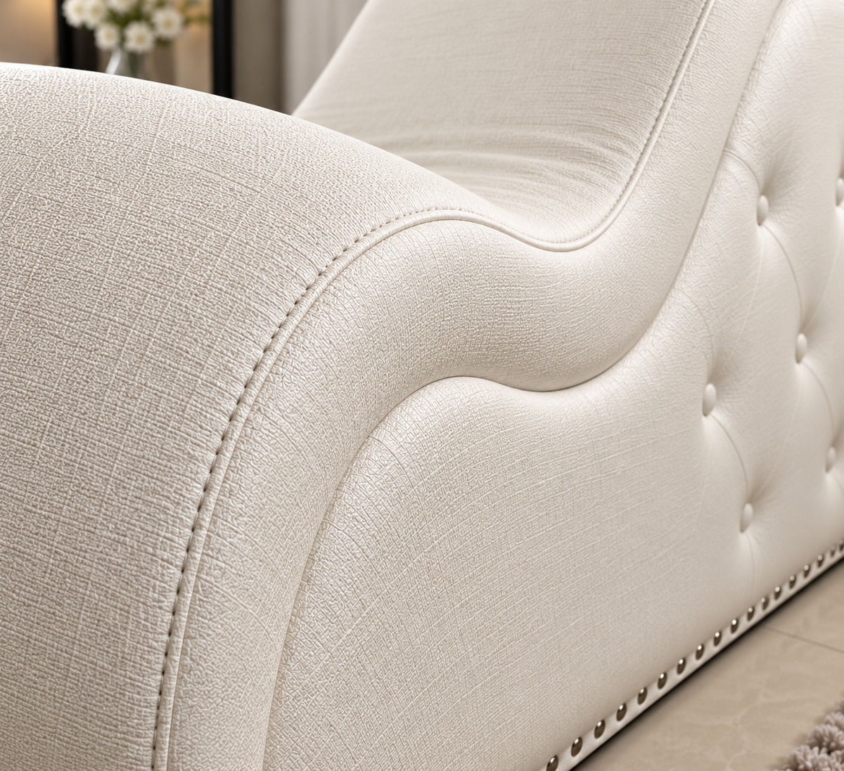 Luxury Dark Red Chaise Lounge | Modern Tufted Upholstered Bedroom Relaxation Sofa OUCH CART
