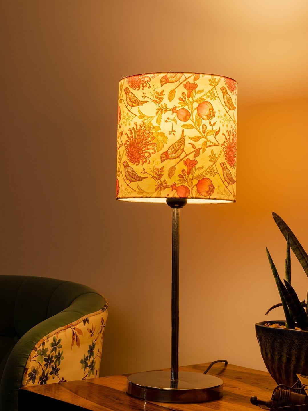Metal Chrome Finish Lamp with Multicolor Birdy Shade - Ouch Cart
