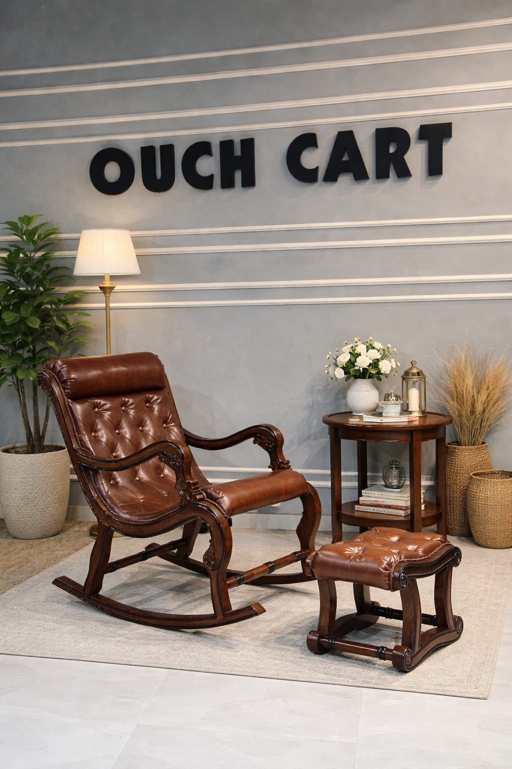 Pure Teak Wood Standard Rocking Chair with Footrest | Premium Solid Wood Comfort