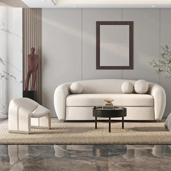 Joel White Teddy Velvet 3 Seaters Curved Sofa for Living Room - Ouch Cart