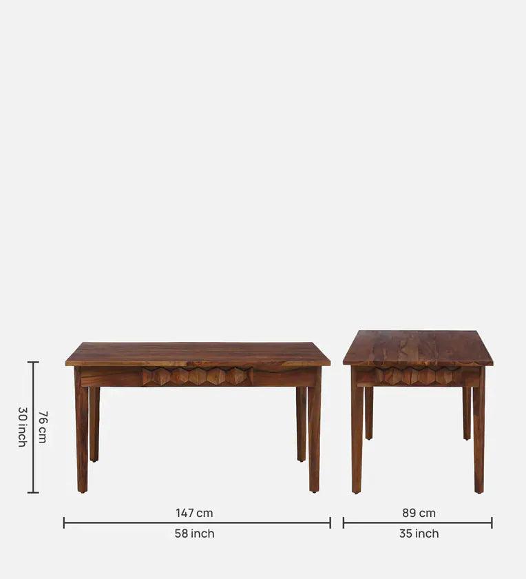 Sheesham Wood 6 Seater Dining Set In Provincial Teak Finish - Ouch Cart