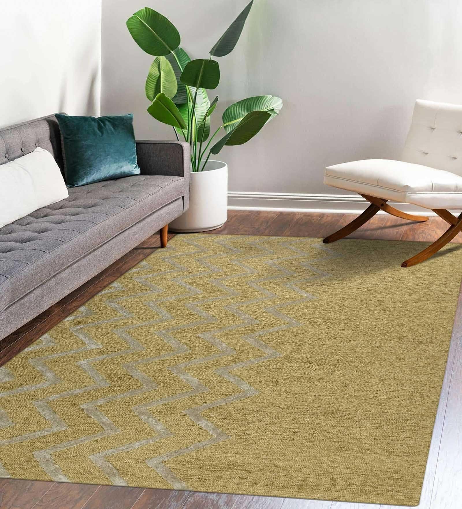 GOLD Wool & Viscose Canyan 5x8 Feet Hand-Tufted Carpet - Rug - Ouch Cart