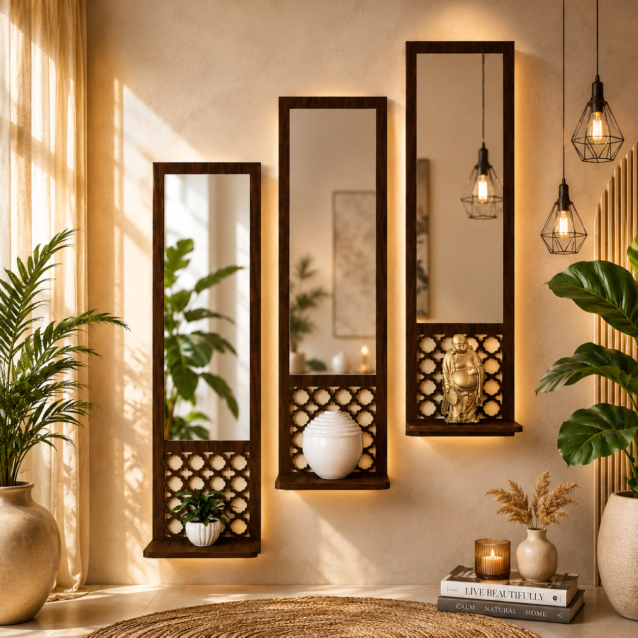 Designer Long Wall Mirror- Set of 3