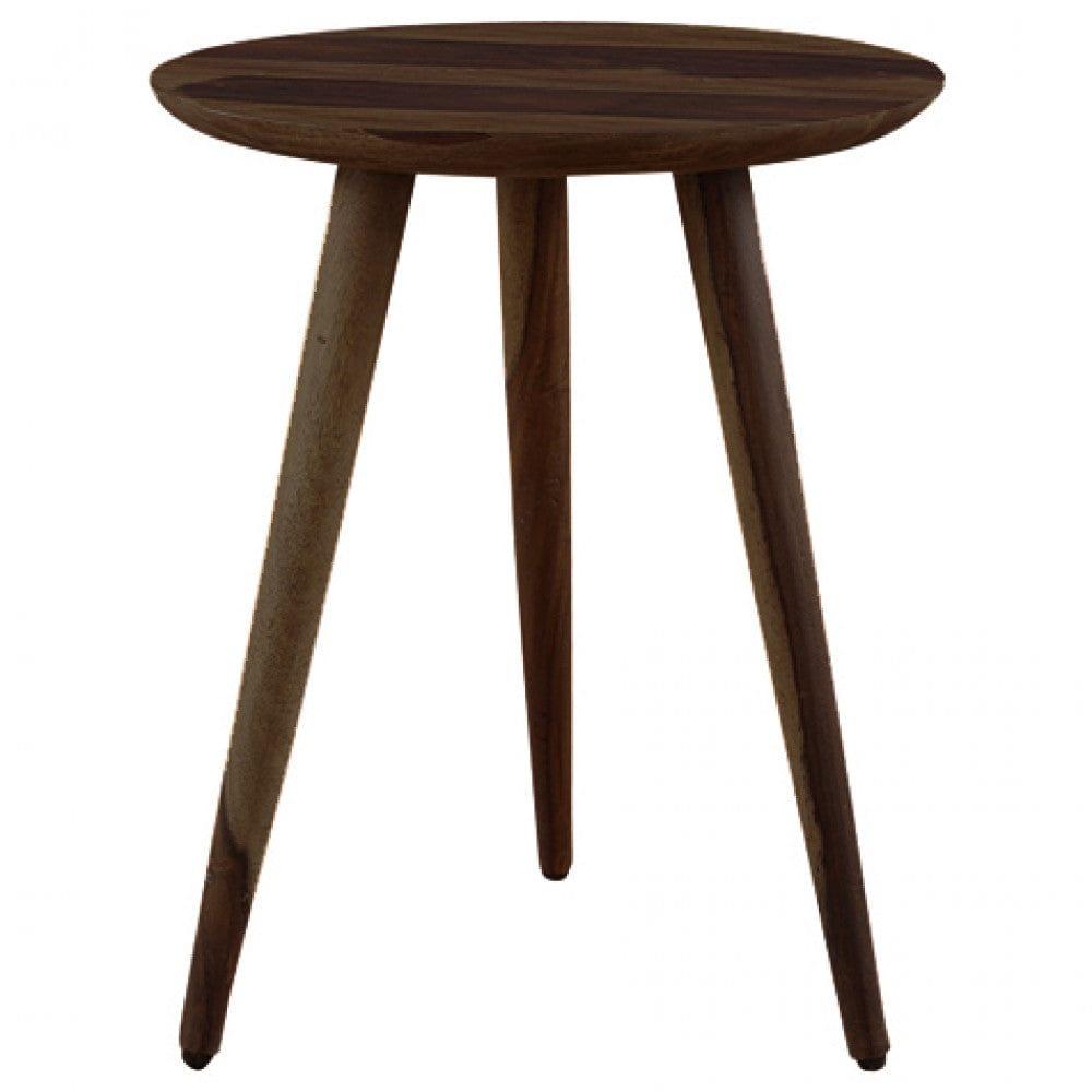 Solid Sheesham Wood Tripod End Table | Stool | Side Table | Corner Table | Sofa Side Table (Walnut) - Ouch Cart