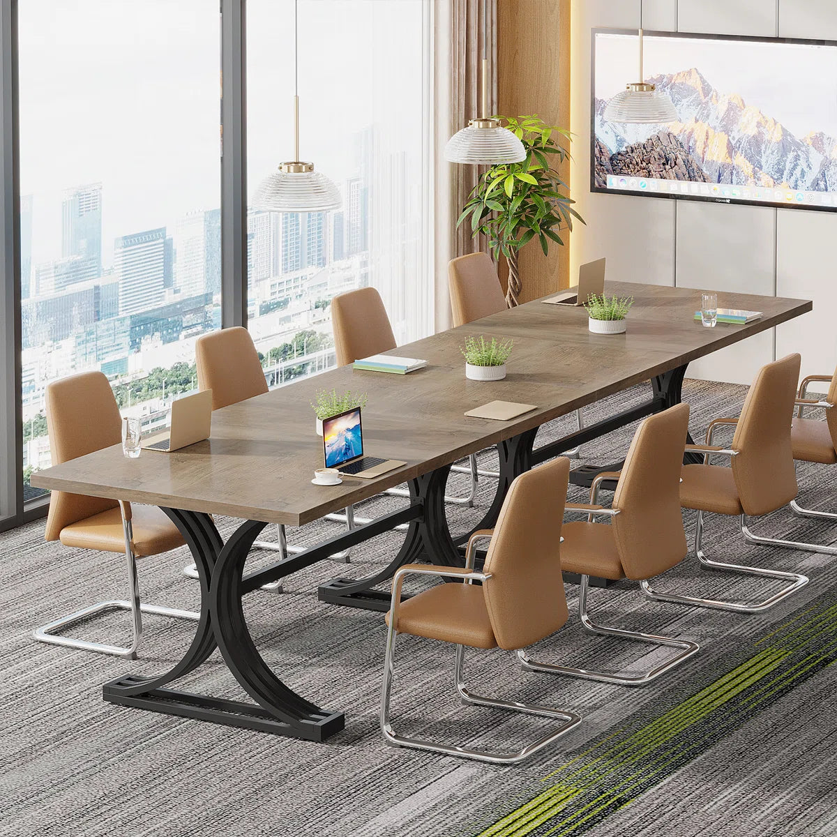 10.5Ft Rectangle Office Conference Table (Set of 2)-ouch cart
