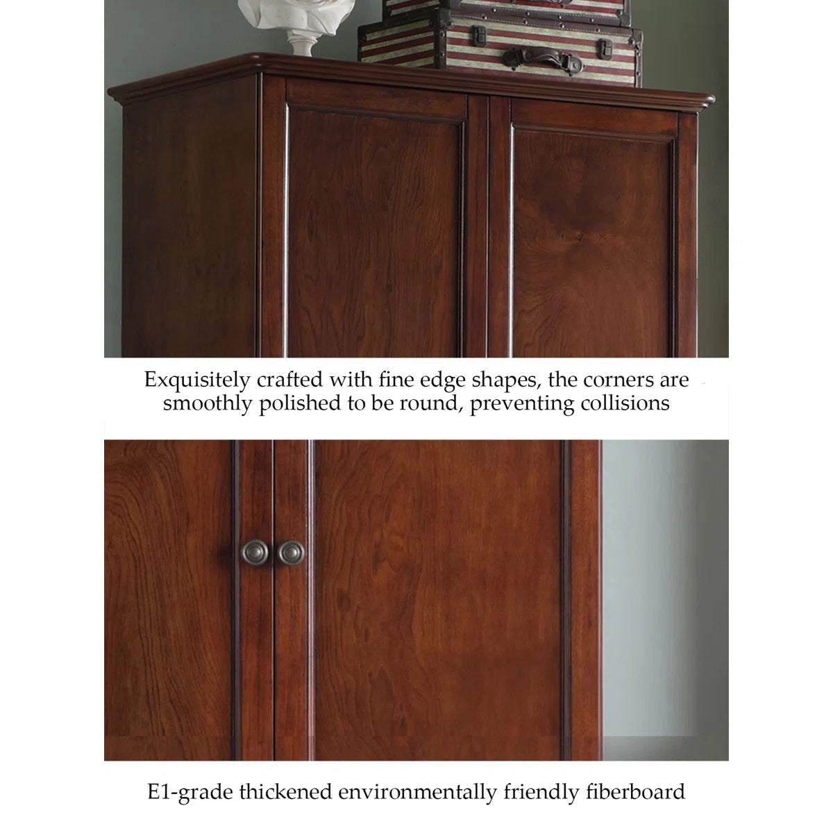 Rubber Wood Wardrobe – American-Style Wooden Closet for Bedroom OUCH CART
