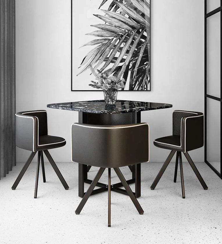 Jenna Metal 4 Seater Dining Set in Black Finish - Ouch Cart