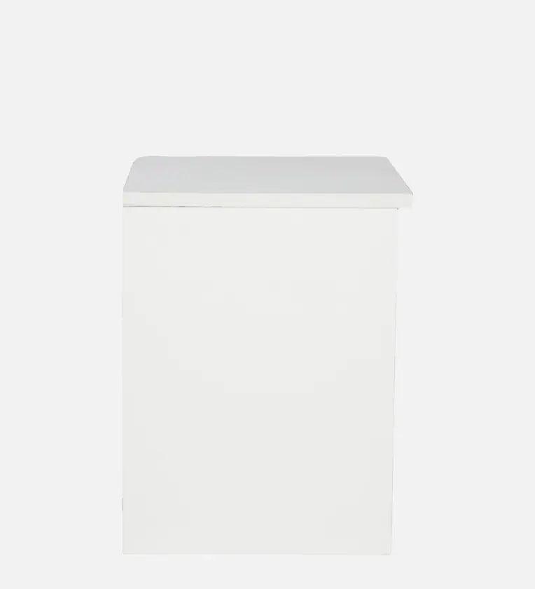 Bedside Table In Frosty White Finish - Ouch Cart