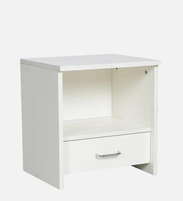 Bedside Table In Frosty White Finish - Ouch Cart