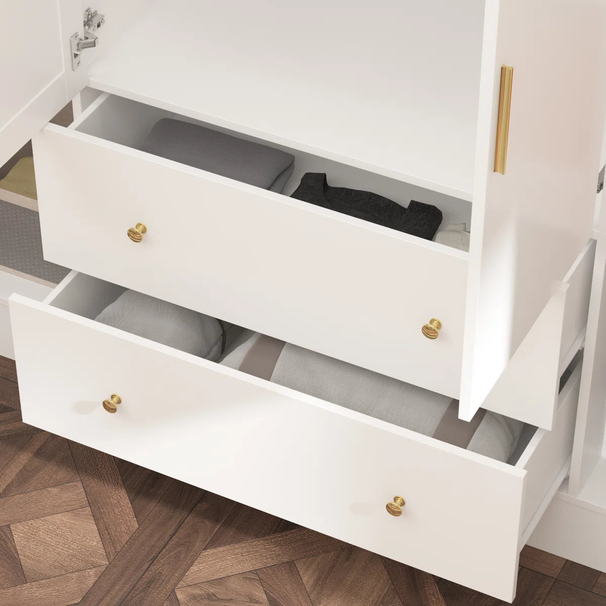 Ragin Bedroom Wardrobe 70.9 Inch 4-Door Solid Wood Storage