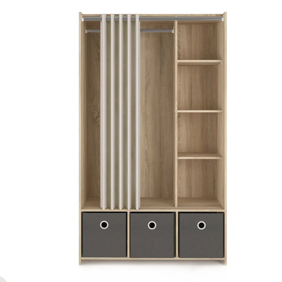 Lambart 3 Bin Armoire Wardrobe – Stylish Storage Cabinet for Bedroom & Living Room