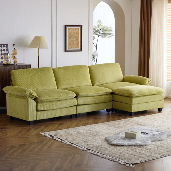 Spacious L-Shaped Sofa with Footstool – Modern Comfort Collection