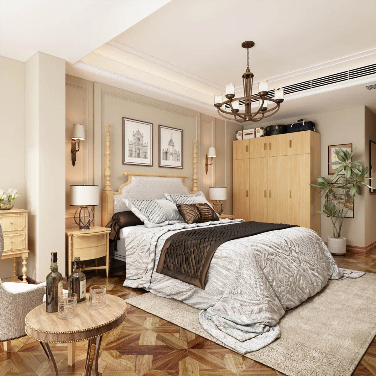 8-Door Wardrobe with 2 Drawers and Top Cabinet Functional Bedroom Storage