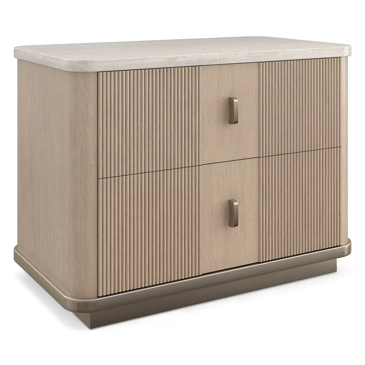 Modern 2 Drawer Wooden Bedside Table with Fluted Design Ouch Cart