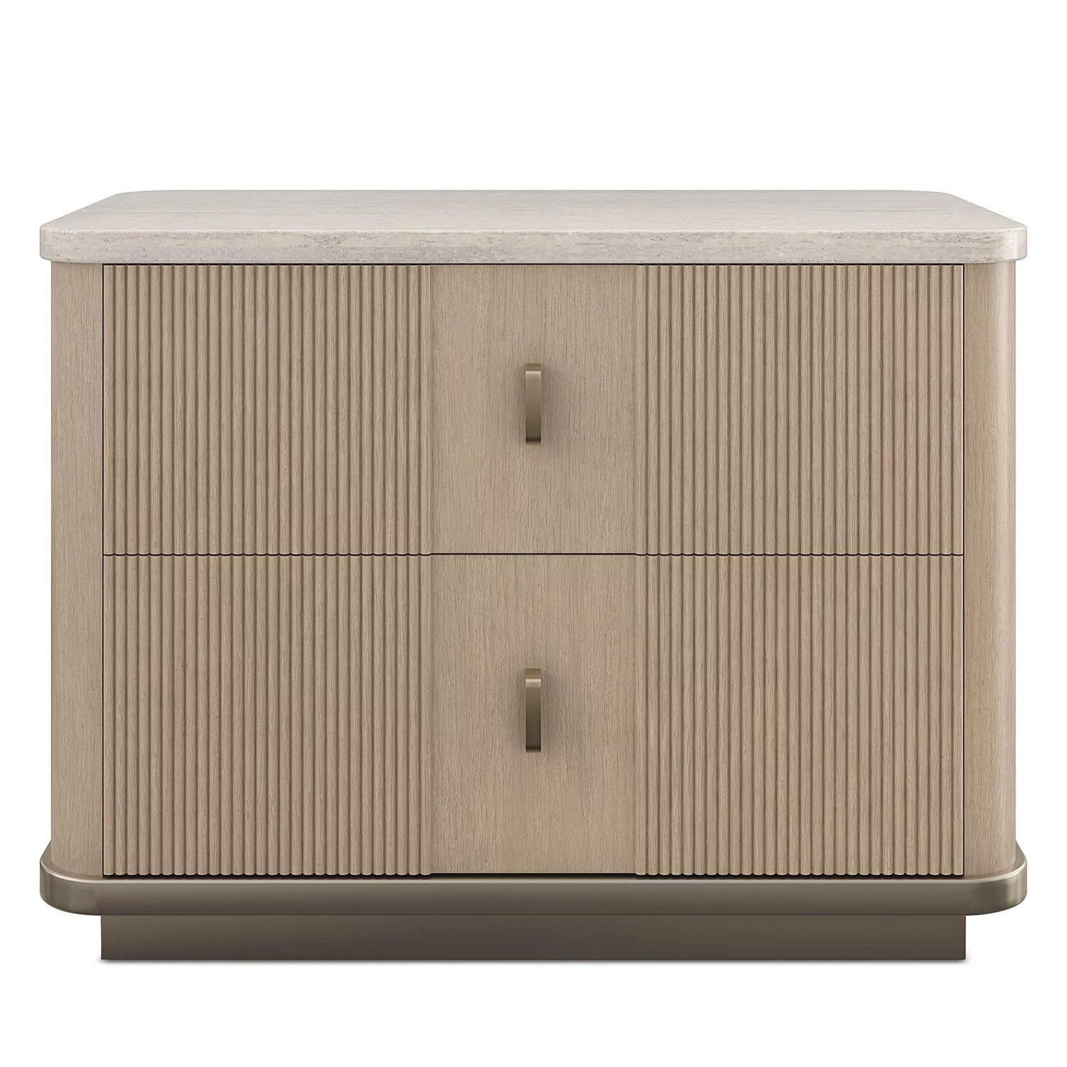 Modern 2 Drawer Wooden Bedside Table with Fluted Design