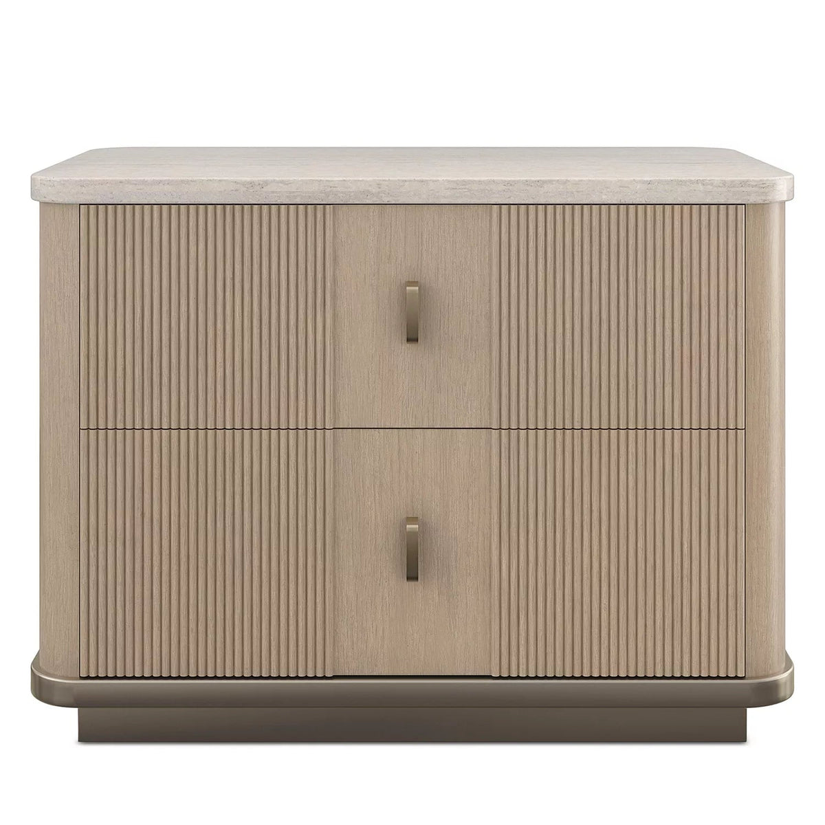 Modern 2 Drawer Wooden Bedside Table with Fluted Design Ouch Cart