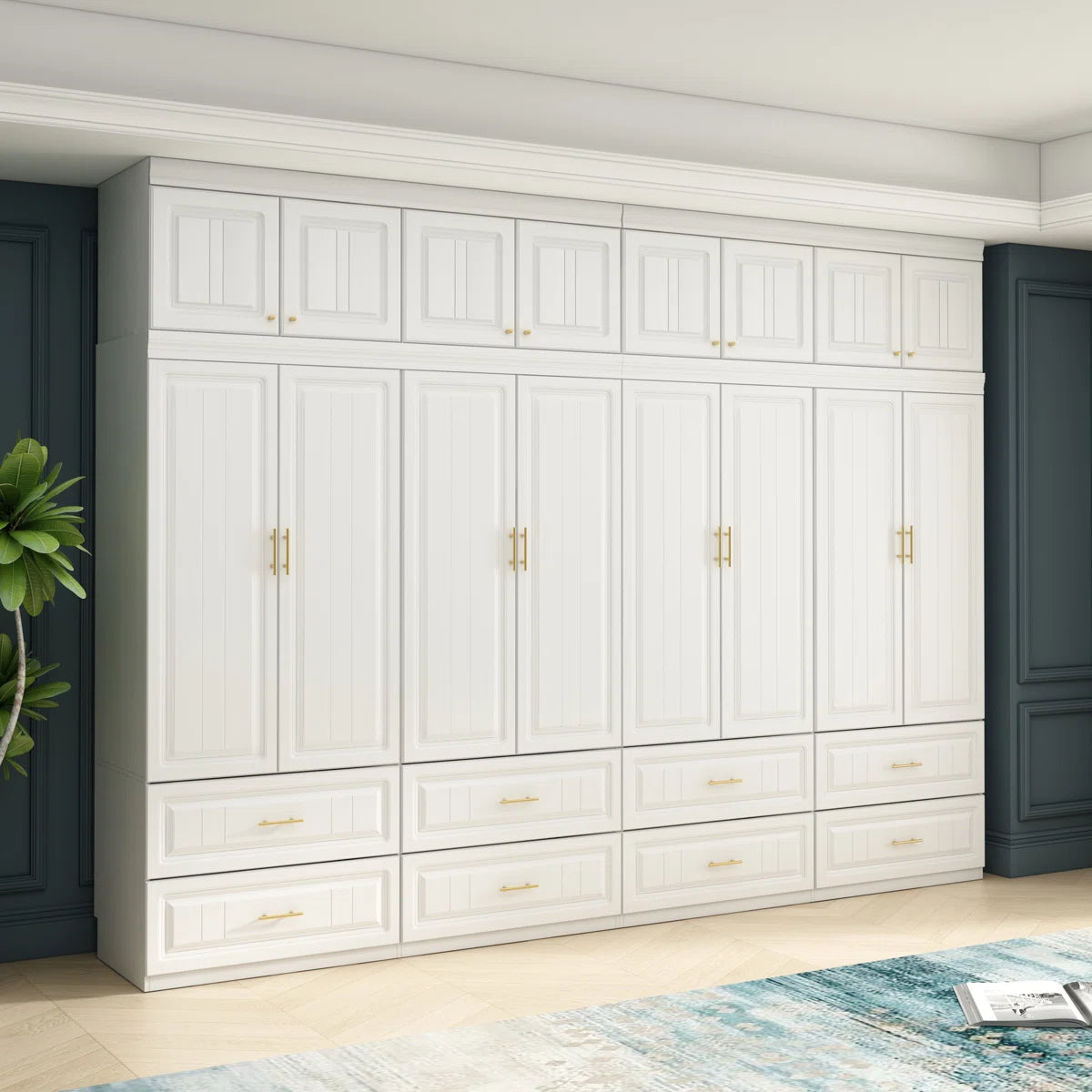 126"W Wide Wardrobe Solid Wood Large Storage Solution-OUCH CART | Wardrobe