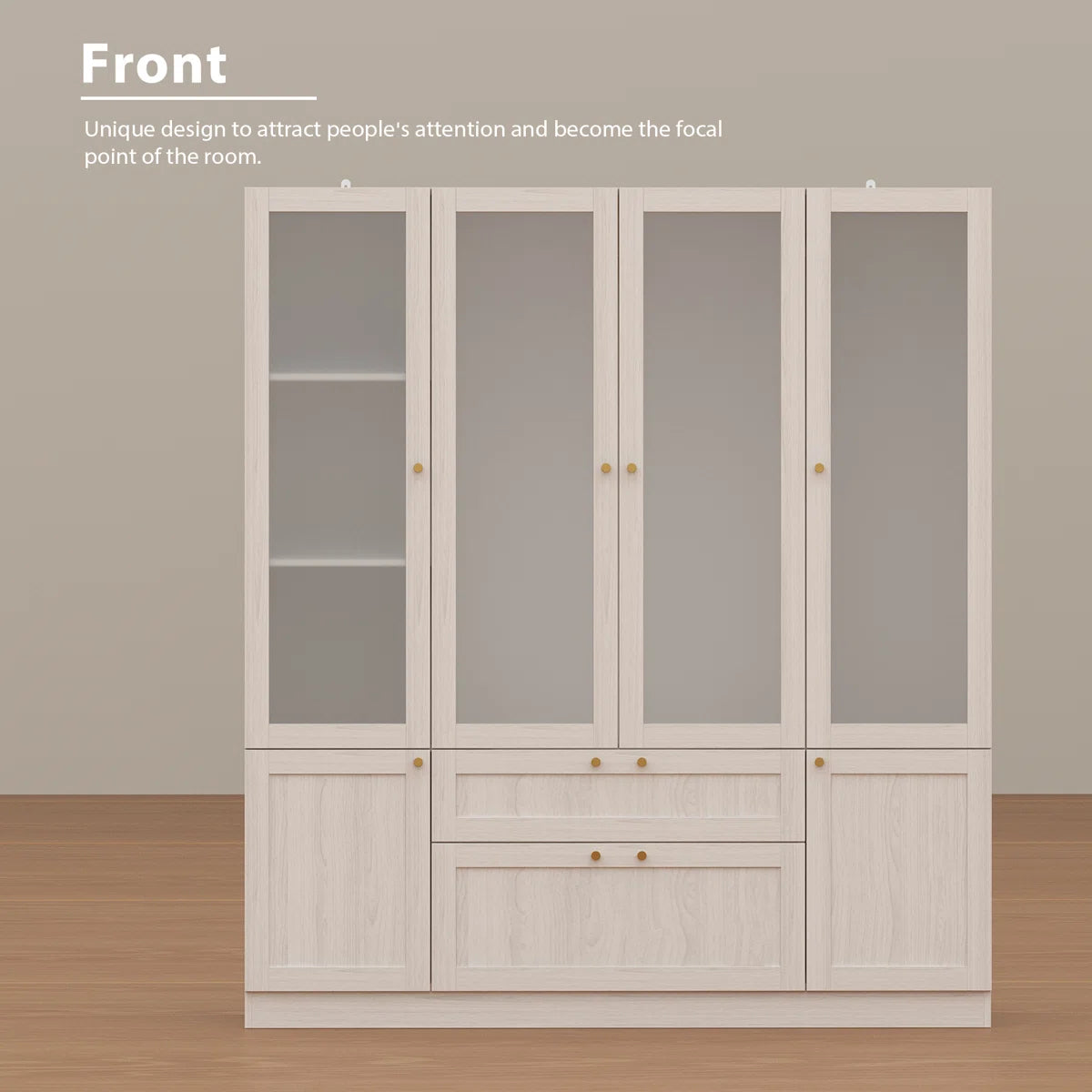 Sebi 6-Door Bedroom Wardrobe With 2 Drawers Hanging Area And Organizer-OUCH CART | Wardrobe