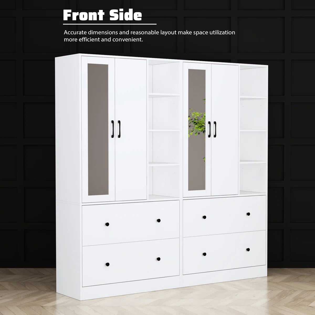 Malieka 4-Drawer Bedroom Armoire With Mirror 71.2'' Wide