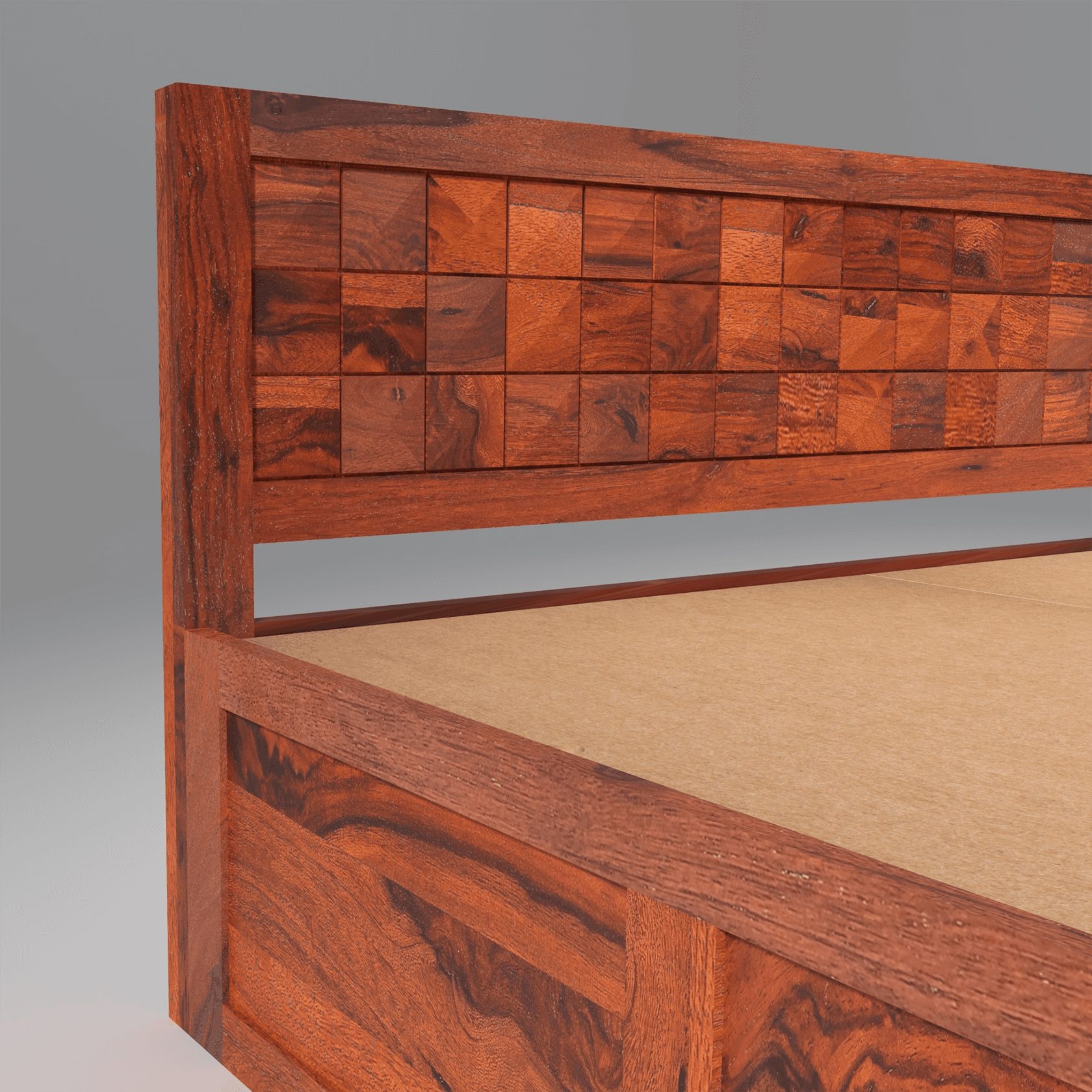 Pluto Sheesham Solid Wood King Size Bed with Storage - Ouch Cart