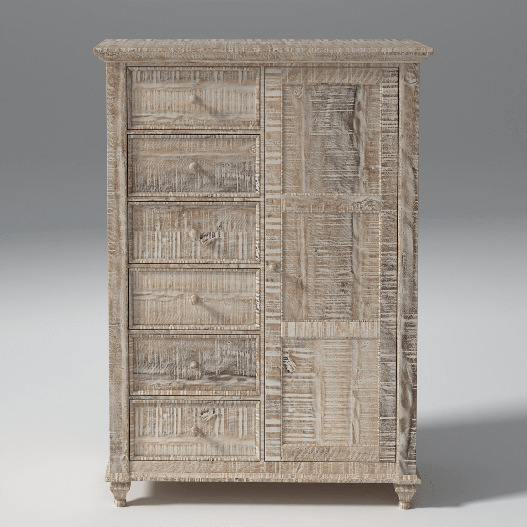 Sparkle Mango Wood Cabinet Whitewash 8 Drawers - Ouch Cart