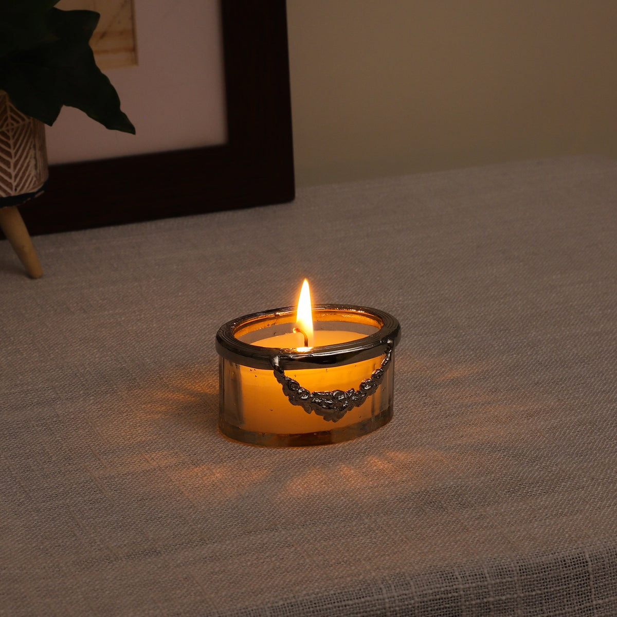 snowy whisper white scented candle jar with silver Ring Ouch Cart