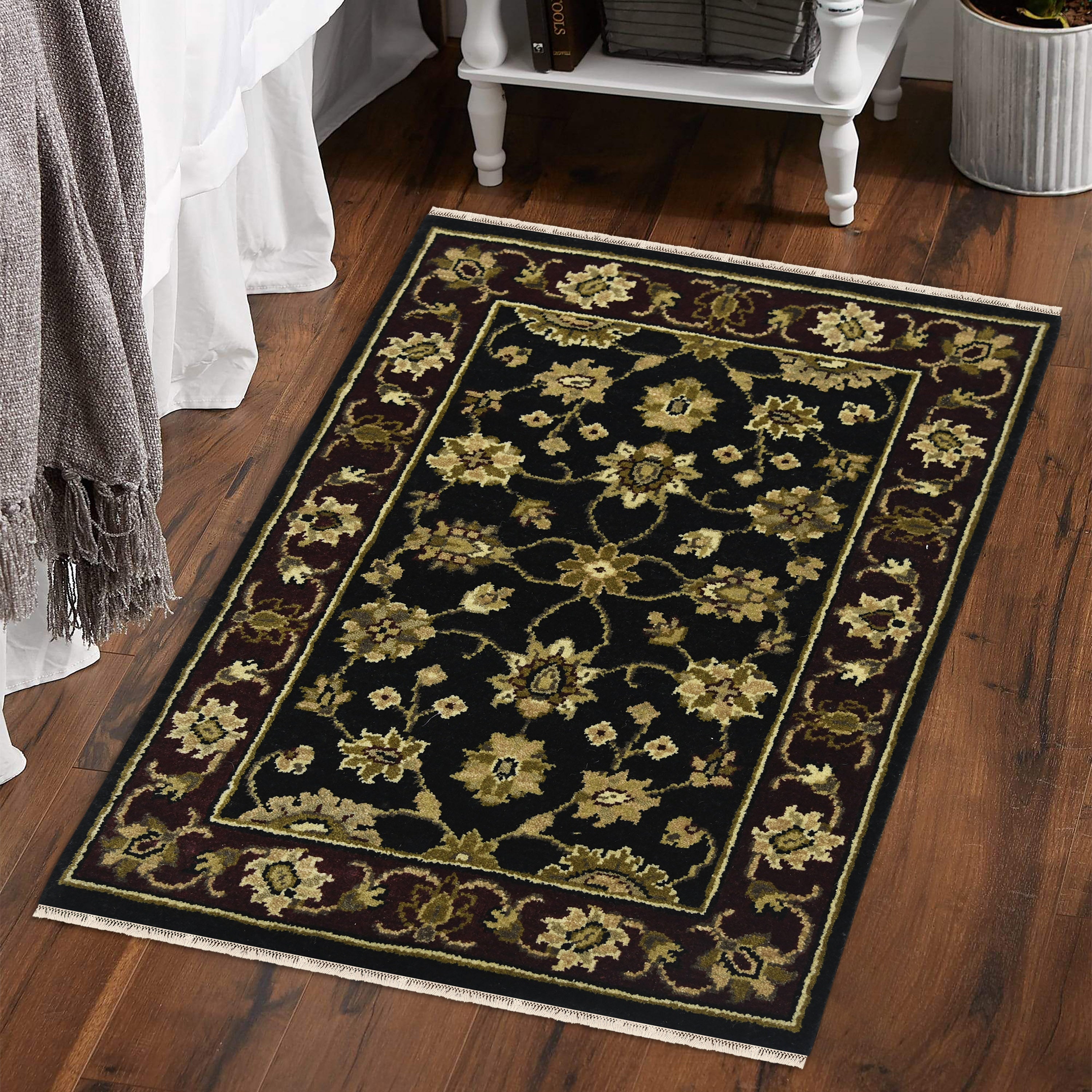 Luxor Classic Pattern Hand Knotted Rectangle Anti-Skid Designer Carpet, Prayer Rug For Office Cabins, Small Living Spaces - 2'X3'