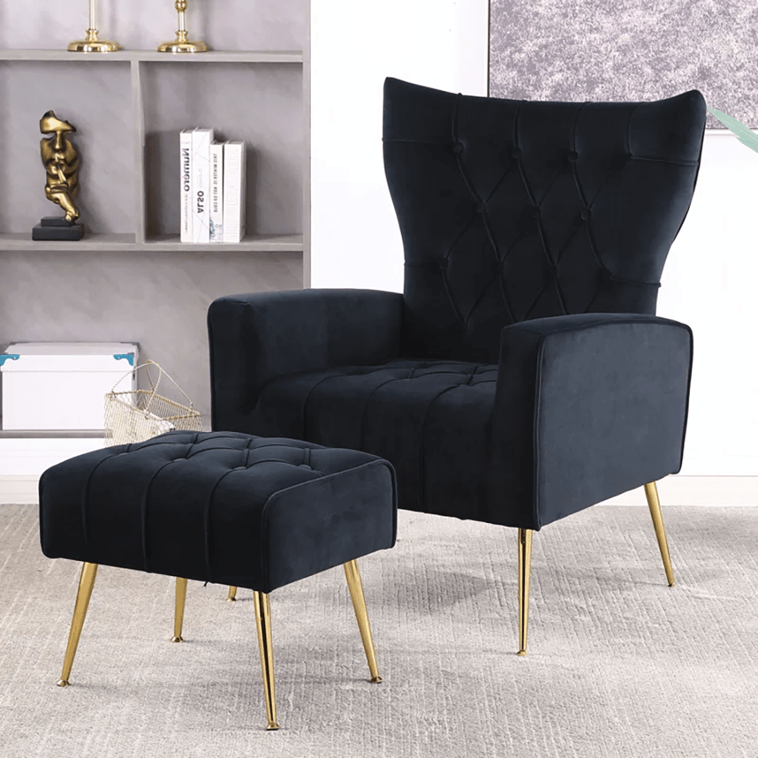 DANNEY ACCENT CHAIR WITH OTTOMAN - Ouch Cart