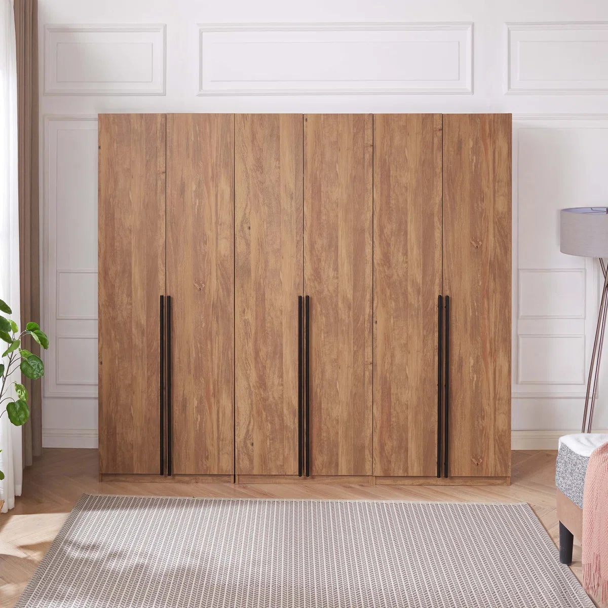 Lee Freestanding 3-Piece Module Wardrobe Closet with 2 Hanging Rods, 4 Drawers, 3 Shoe Storage and 6 Shelves