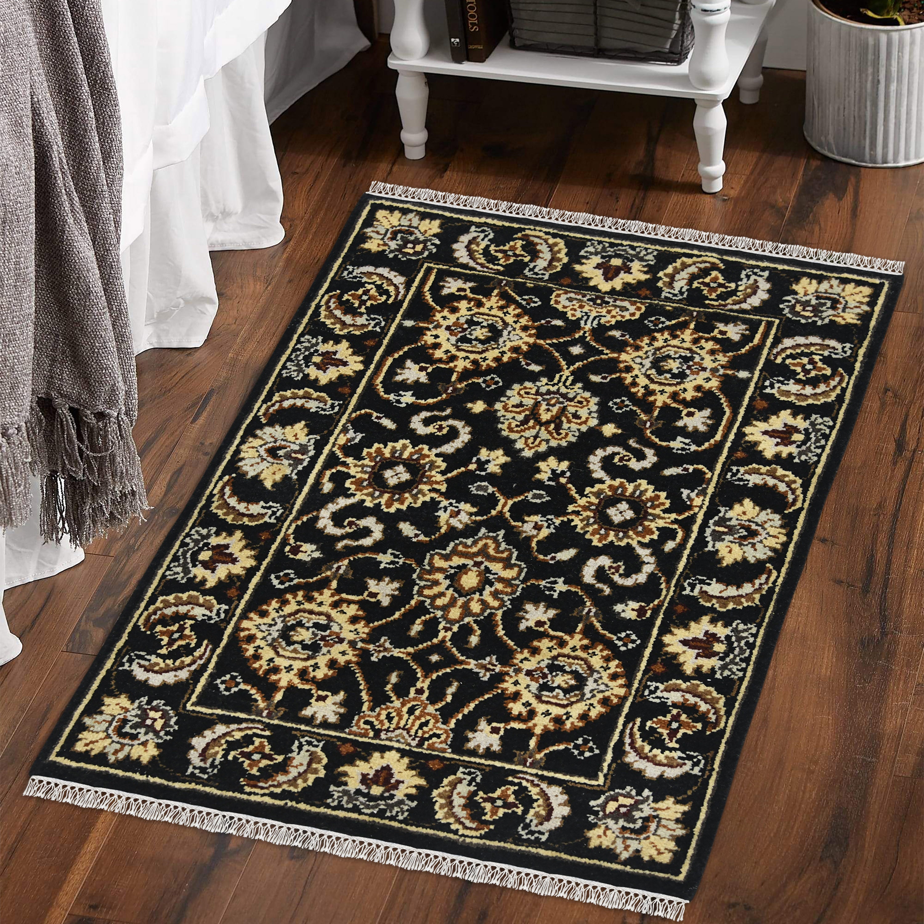 Luxor Classic Pattern Hand Knotted Rectangle Anti-Skid Designer Carpet, Prayer Rug For Office Cabins, Small Living Spaces - 2'X3'