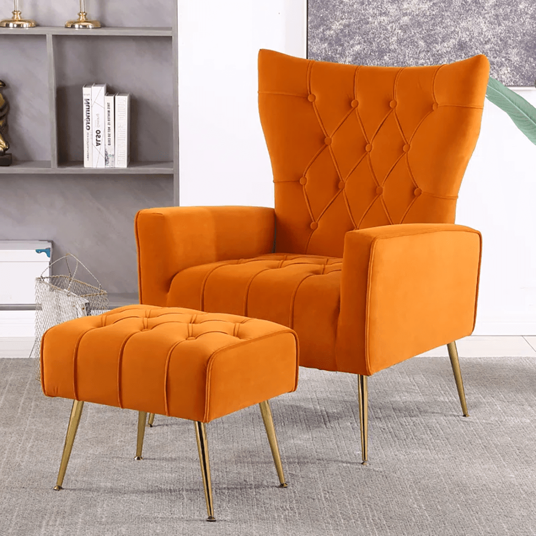 DANNEY ACCENT CHAIR WITH OTTOMAN - Ouch Cart