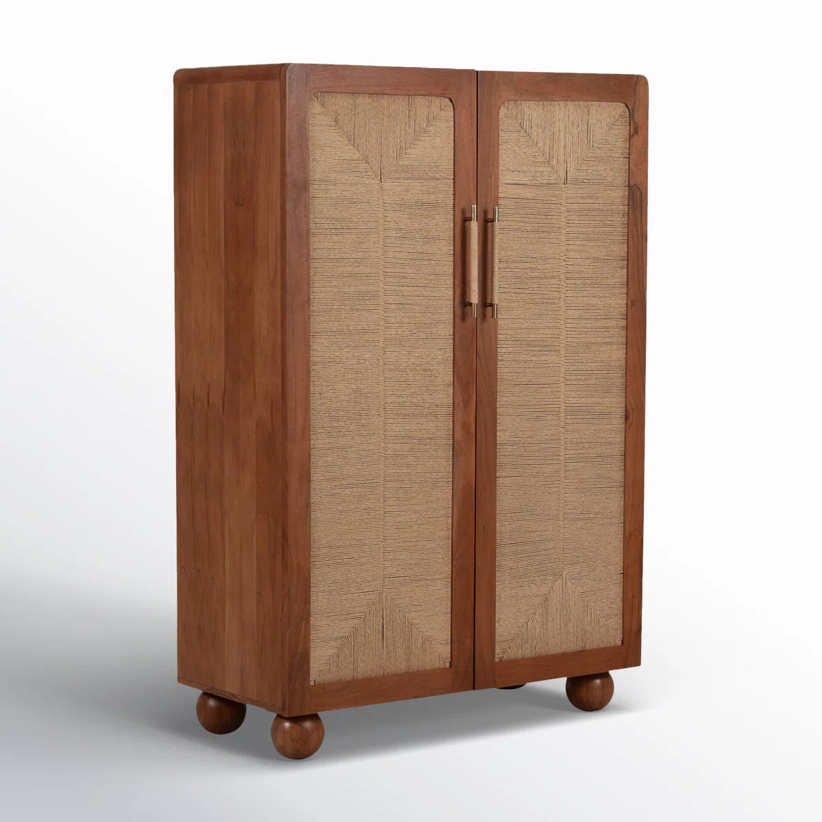 Neutral Modern 60" Acacia Wood Armoire, Brown, Rectangle - 40" x 18" x 60"