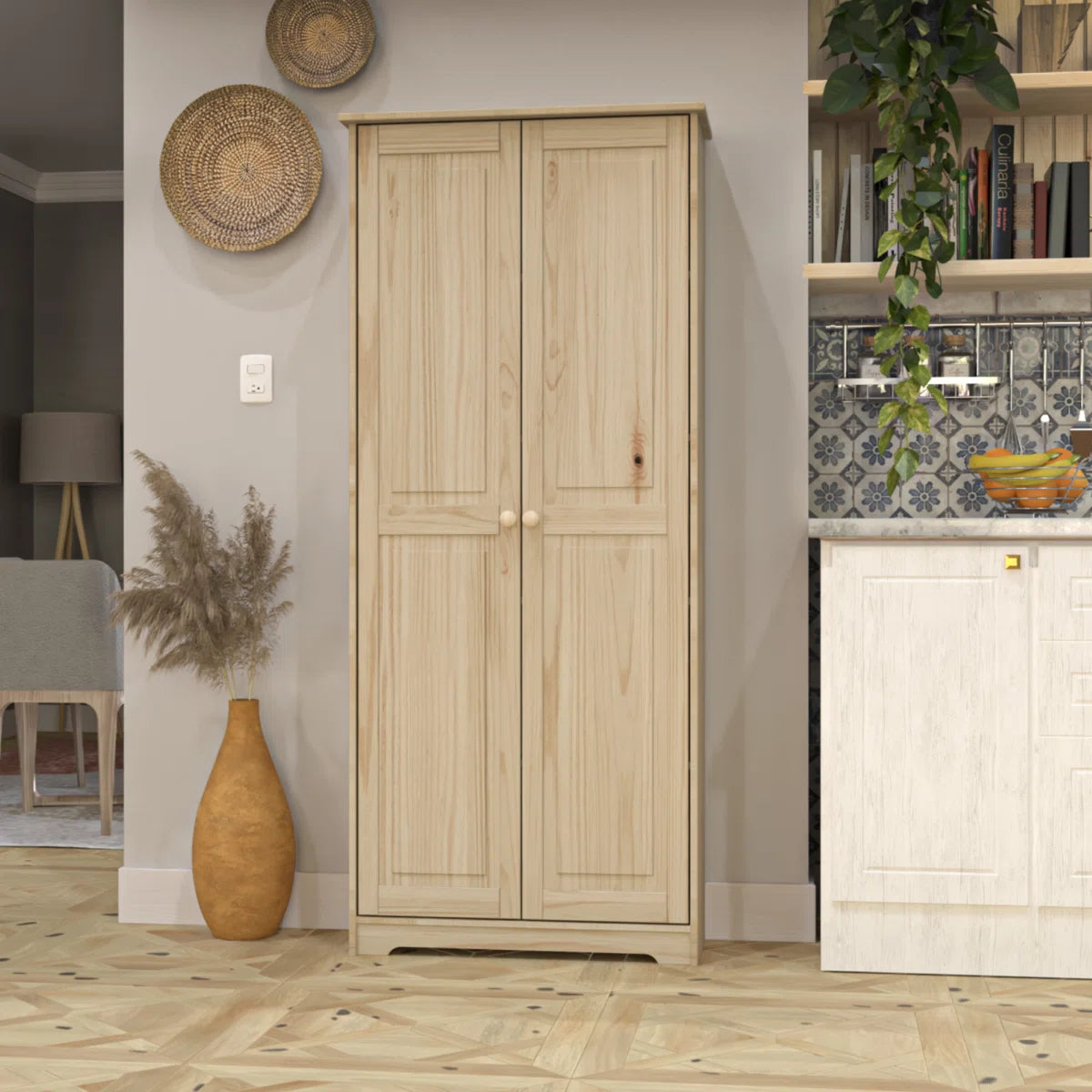 Jadian Freestanding Wardrobe Closet 1.0 with 4 Shelves and 2 Drawers