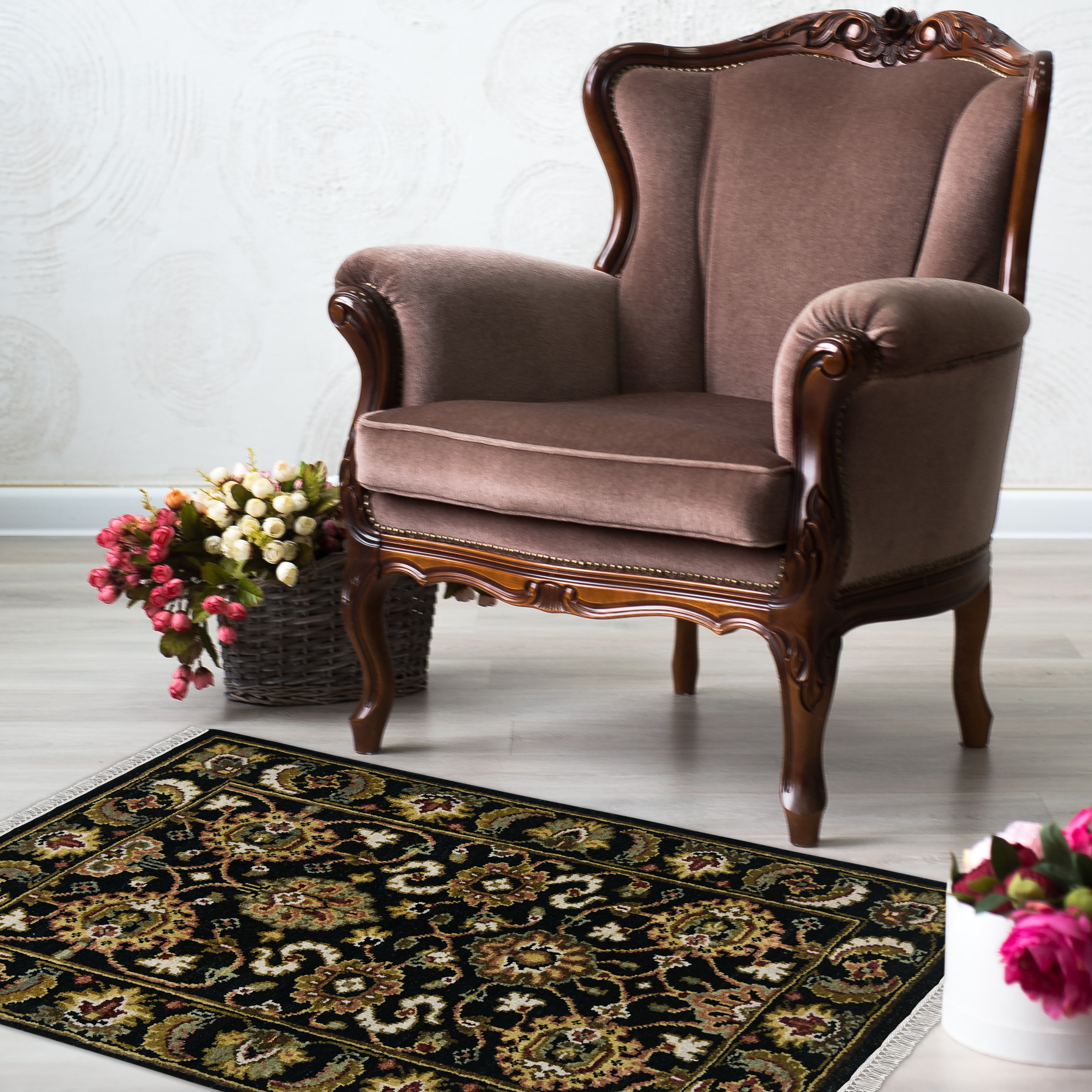 Luxor Classic Pattern Hand Knotted Rectangle Anti-Skid Designer Carpet, Prayer Rug For Office Cabins, Small Living Spaces - 2'X3'