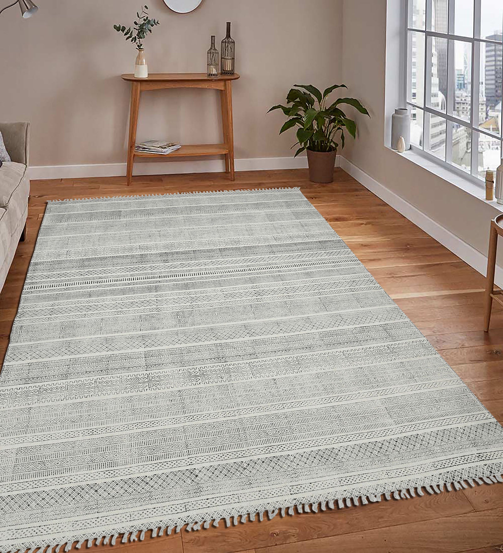 Dune Modern Pattern Hand Woven Rectangle Anti-Skid Designer Carpet, Prayer Rug For Office Cabins, Small Living Spaces - 2'x3'