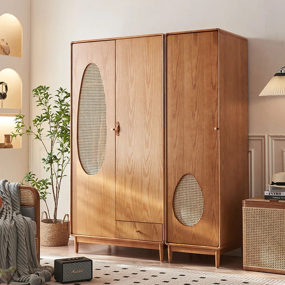 Wood Double Door Storage Cabinet With Drawers Armoire