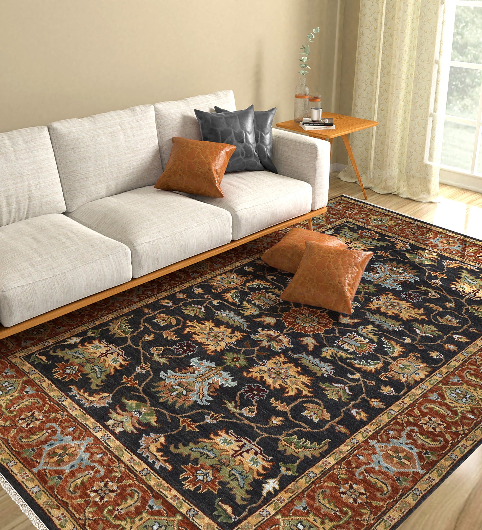 Creneau Traditional Pattern Hand Knotted Rectangle Anti-Skid Designer Carpet, Prayer Rug For Office Cabins, Small Living Spaces - 4'x6'