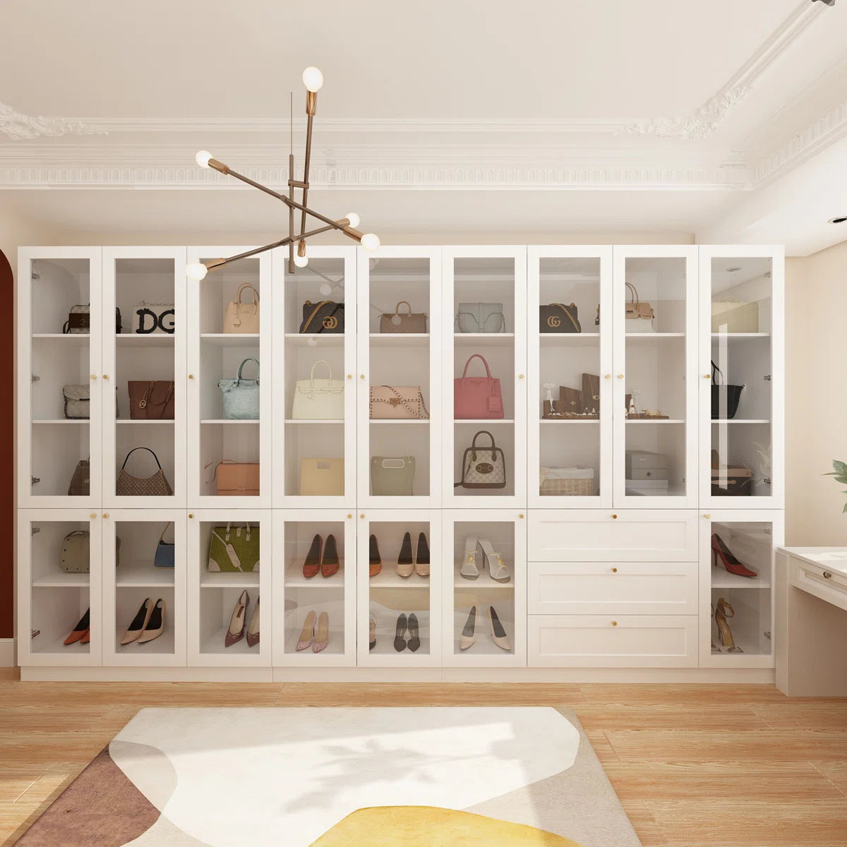 Bobbilee 141.7" Wide Armoire Wardrobe With 3 Drawers