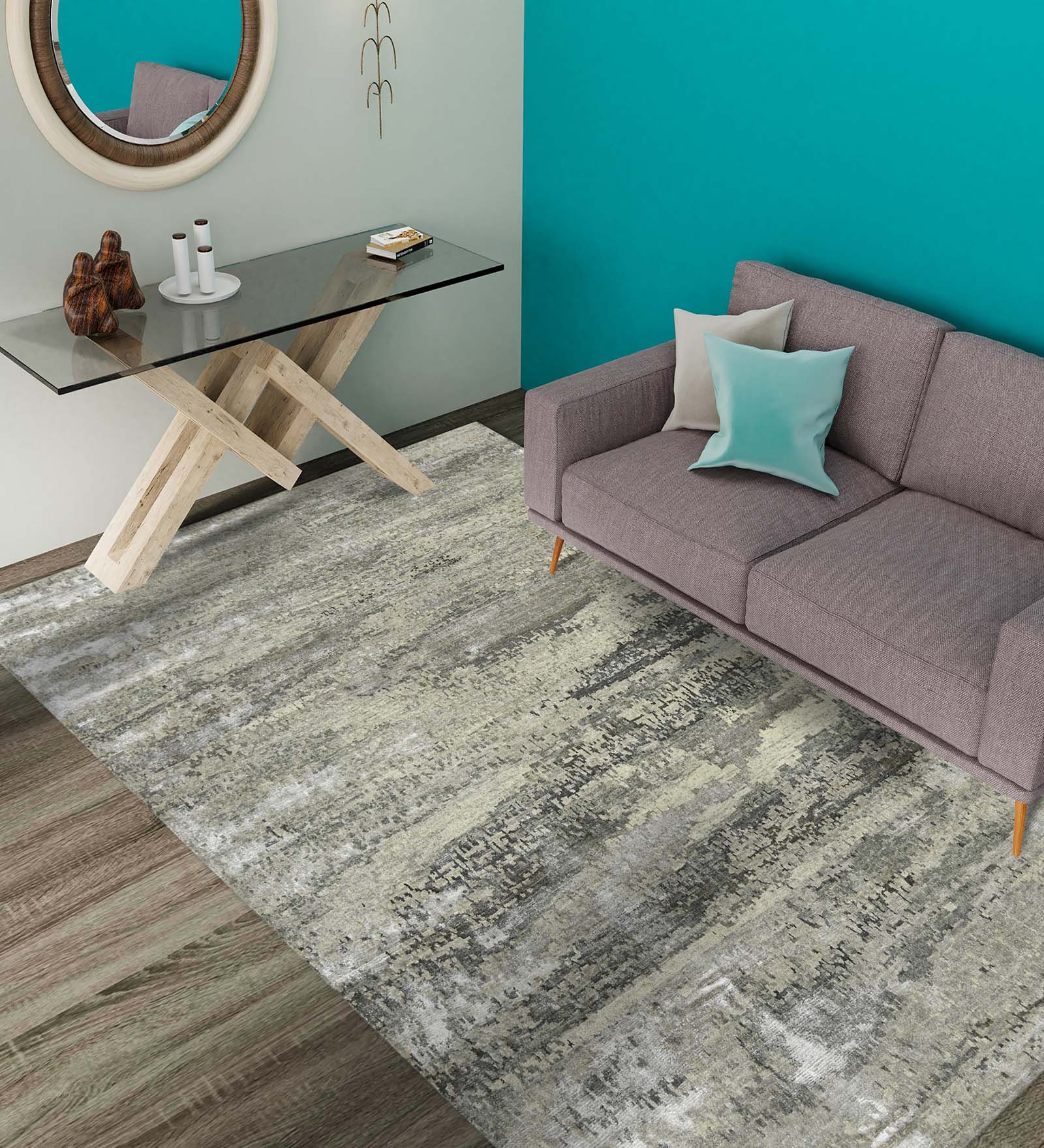 Synergy Modern Pattern Hand Knotted Rectangle Anti-Skid Designer Carpet, Area Rug For Bed Room, Living Room - 8'X10'
