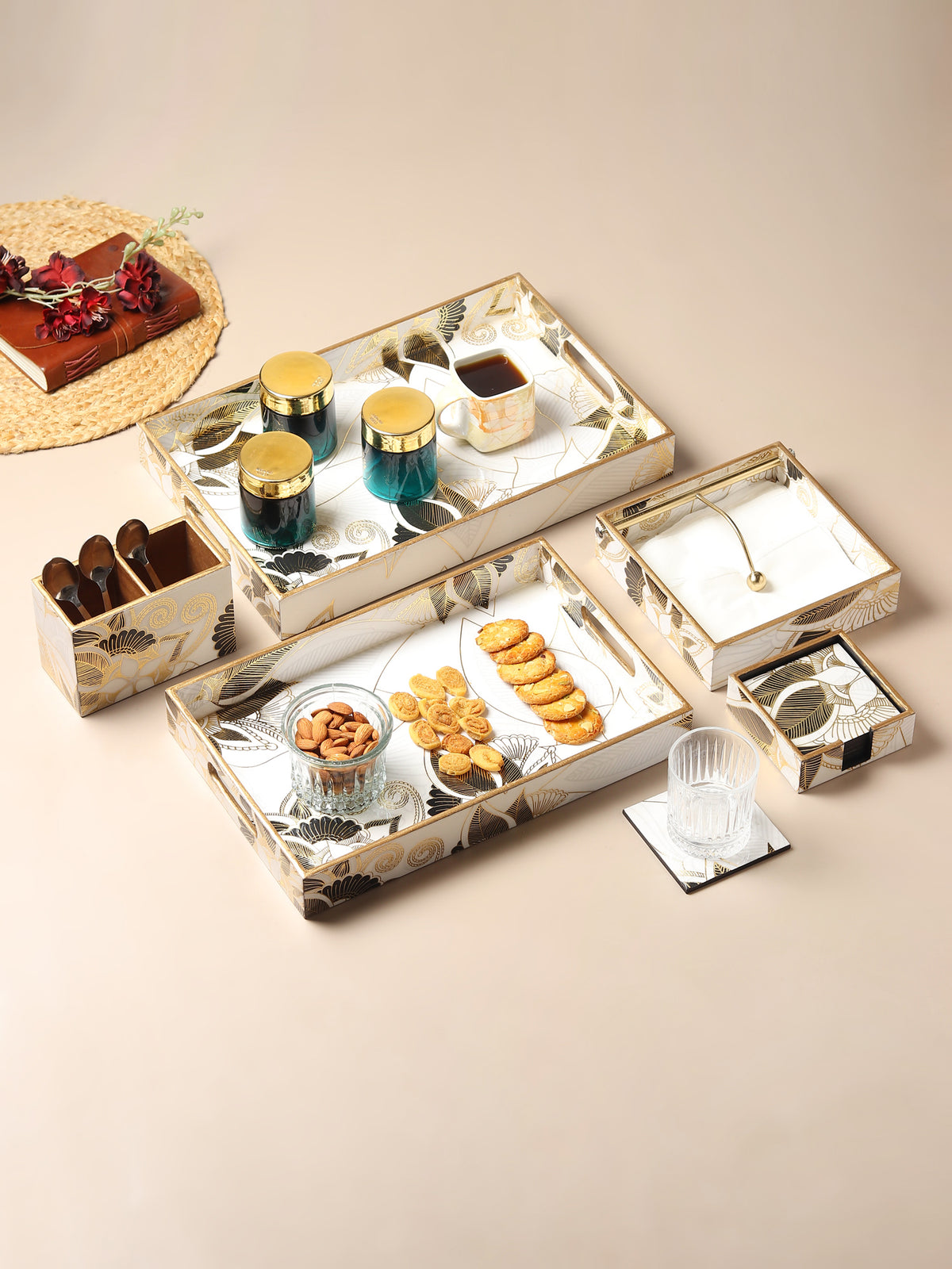 Ivory Noir Bloom Kitchen Set - Ouchcart