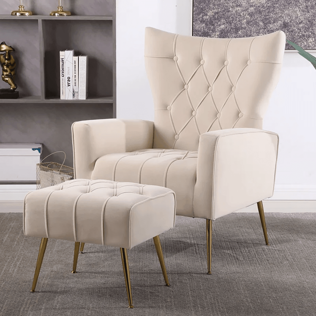 DANNEY ACCENT CHAIR WITH OTTOMAN - Ouch Cart