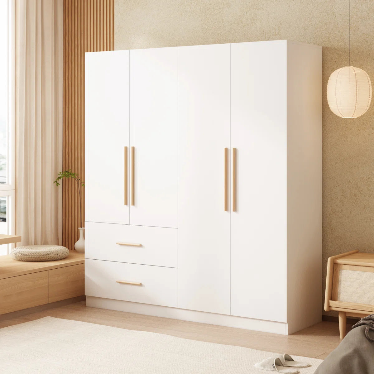 Elegant Burgis Solid Wood Armoire Modern Bedroom Organization-OUCH CART | Wardrobe