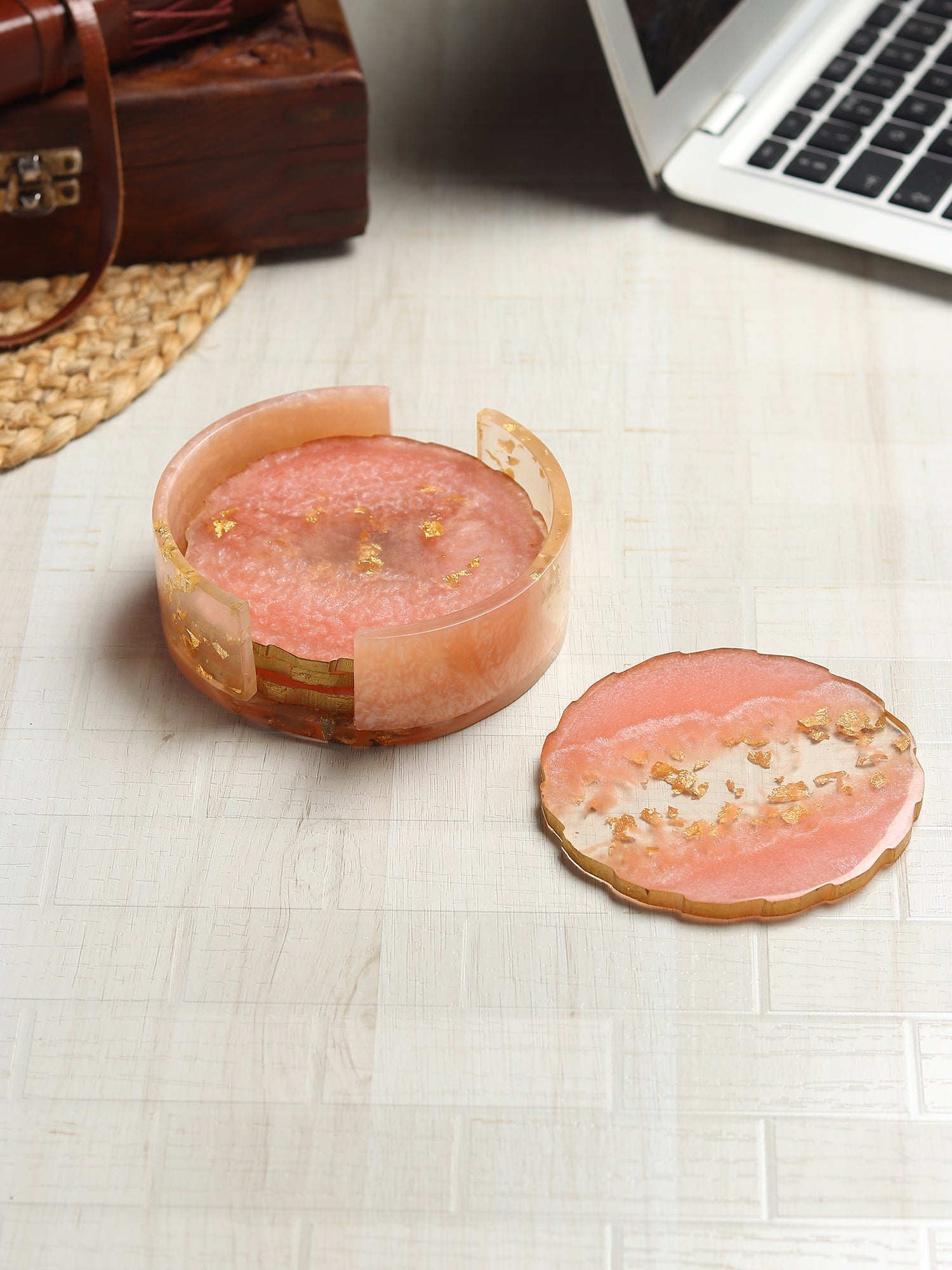 Pink Petal Coaster Set M.M.I. OVERSEAS