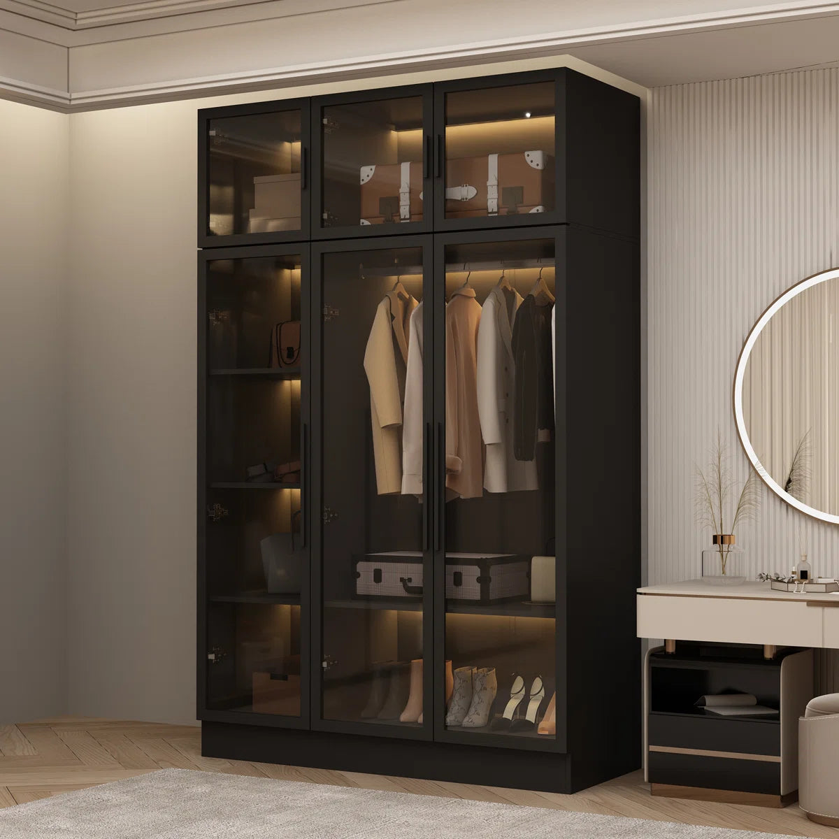 Hoschton Storage Armoire โ Stylish And Functional Bedroom Wardrobe-OUCH CART | Wardrobe
