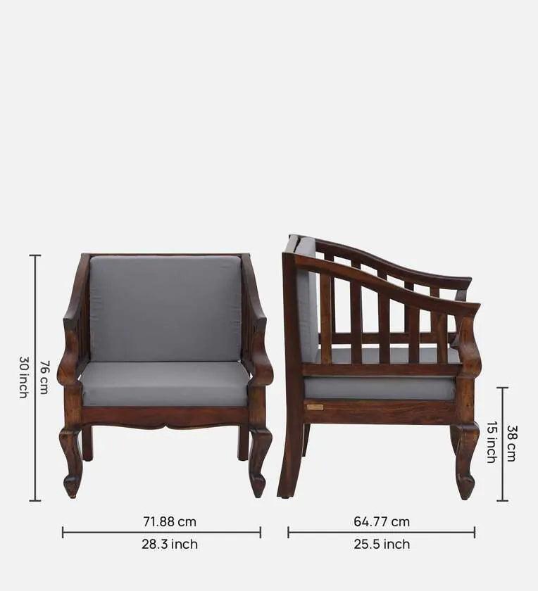 Sheesham Wood 1 Seater Sofa In Scratch Resistant Provincial Teak Finish - Ouch Cart