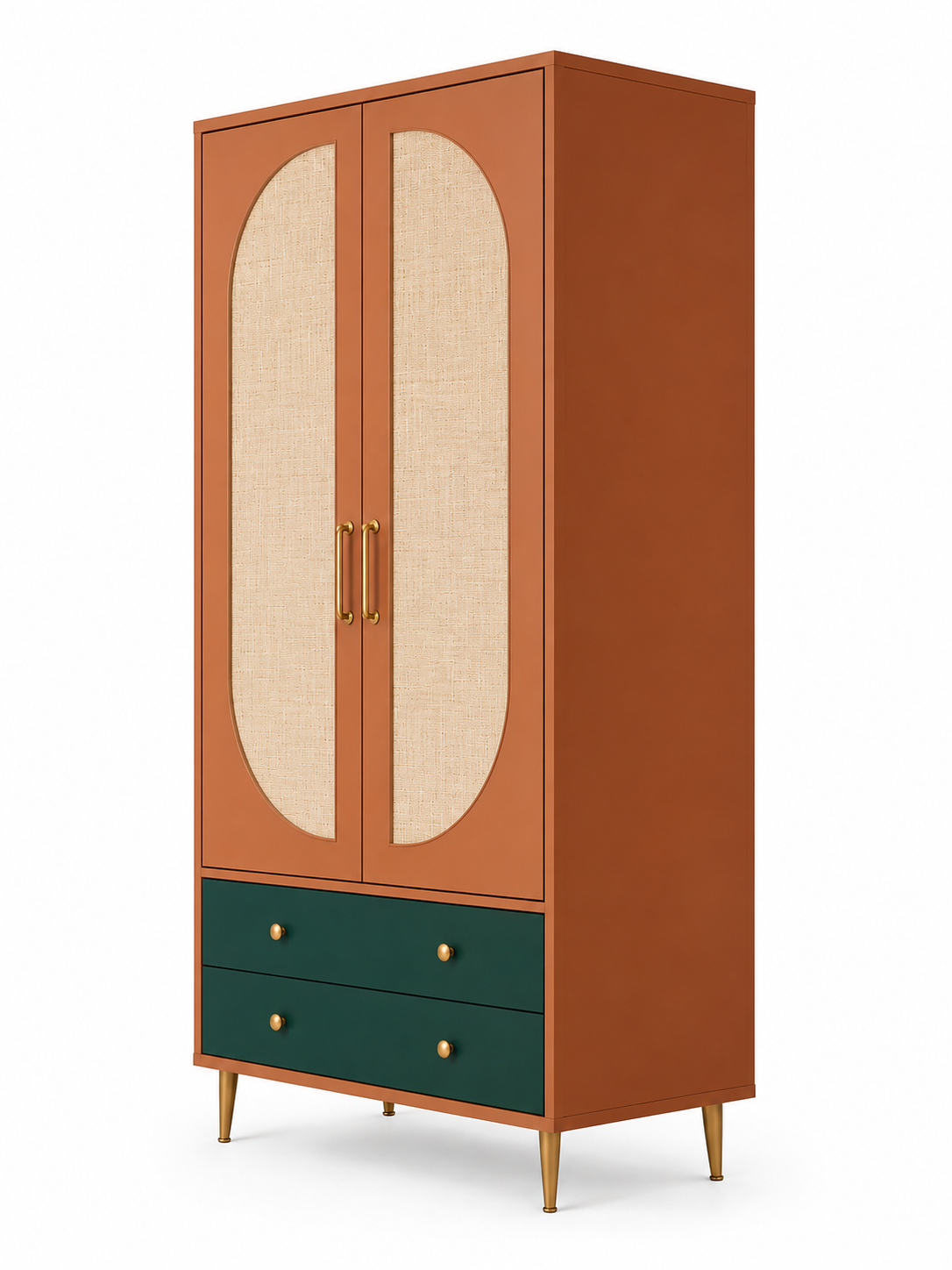Modern 2 Door Wooden Wardrobe with 2 Drawers OUCH CART